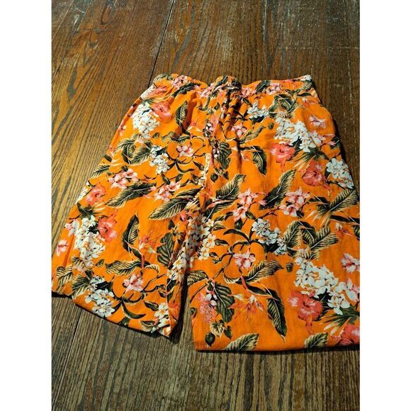 Large/XL Elastic Drawstring Waist Tropical Hawaiian Ankle Capri Loungewear Pants - Picture 4 of 4